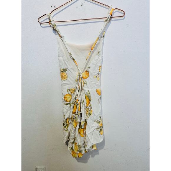 FOR LOVE AND LEMONS Yellow White Lemonade Crossback Tie Back Romper size Large - Picture 6 of 11